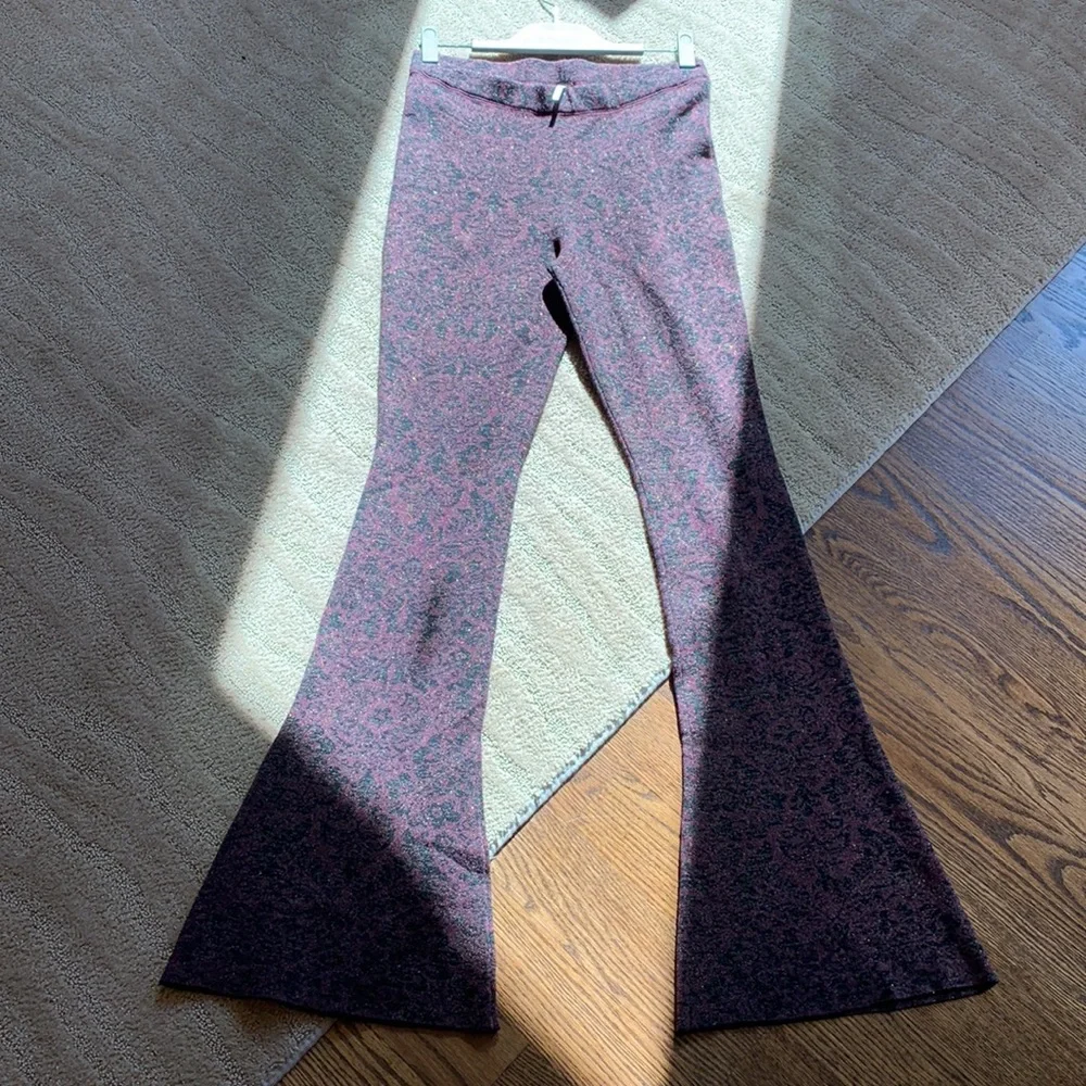 Free People‎ Flare Pant Wide Leg Metallic